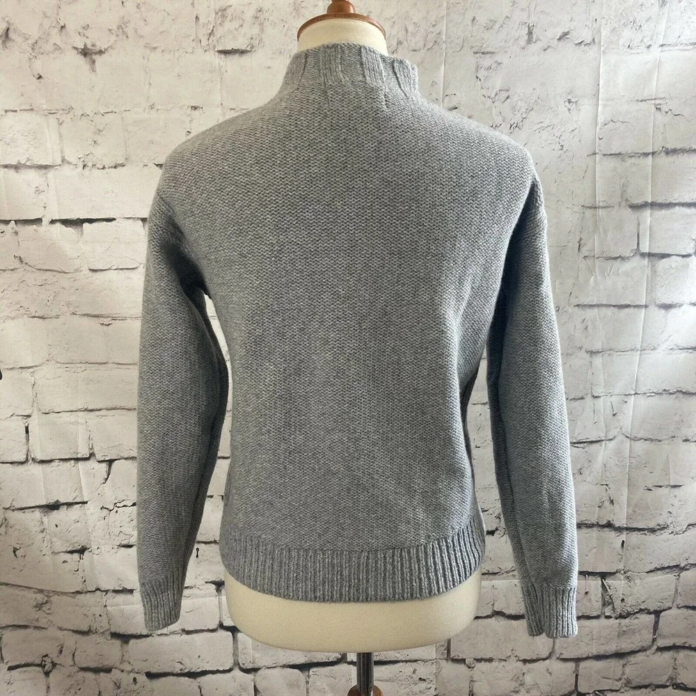 Everlane Cable Knit Gray Sweater mock neck size XS 100% Wool - Picture 3 of 12